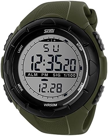 HKB Men's fashion creative outdoor sports personality big dial watch-Army Green