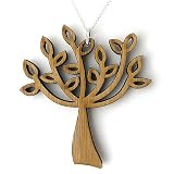 Tree of Life Necklace, Bamboo Wood Pendant on Sterling Silver Chain