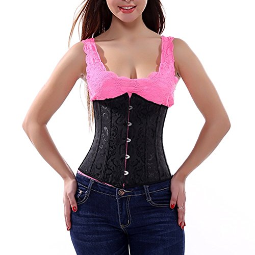 Muka Brocade Boned Underbust Corset Bustier Waist Cincher Halloween Costume