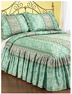 Micriber Quilted Bedspread with 21" drop stylish decorator polyester fiberfill elegant woven