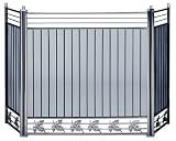 Outdoor Living : UniFlame 3 Fold Brushed Nickel And Black Square Screen W/ Leaves