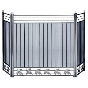 3 Fold Brushed Nickel and Black Square Screen W Leaves by UniFlame