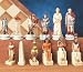 DELUXE HAND PAINTED EGYPTIAN V. ROMAN CHESSMEN SET