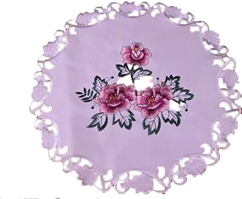 Editex Home Curtain Holiday Themed Round Doilie, 16-Inch, Rose