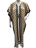 Moroccan Kaftan Dress Beige Brown Printed Cotton Caftans Lounger