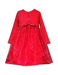 Girls Long Sleeves Sleeveless   Sequined  Cotton/Nylon/Organza/Polyester/Satin Dots Print Knee Length Round Neck Party Dress  With a Bow(s) and Ruffles and Pearls