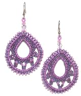 Just Give Me Jewels Handcrafted Lavender/Purple Beaded Teardrop Dangle Earrings
