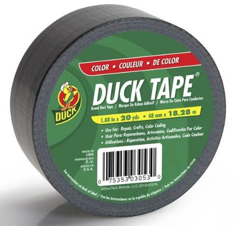 Duck Brand 392875 1.88-Inch by 20-Yard Colored Duct Tape, Black, 6-Pack