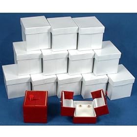 12 Leather Earring Boxes Red Jewelry Snap Lid Display