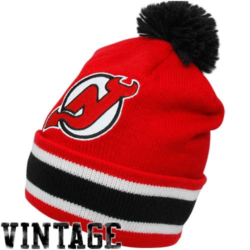 New Jersey Devils Mitchell & Ness Vintage Jersey Stripe Cuffed Knit Hat