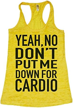She Squats Clothing Put Me Down For Cardio Burnout Gym Tank Top Yellow Medium