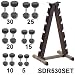 Rubber Dumbbell Set- 5-30 lb w/ Vertical Rack & Rubber Mat