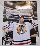 Jonathan Toews Autographed Chicago Blackhawks 11x14 Photo W/PROOF, Picture of Jonathan Signing For Us, Chicago Blackhawks, Stanley Cup Champions, Team Canada, Gold Medal