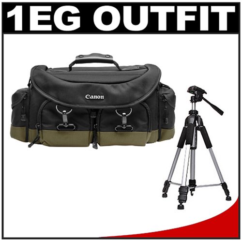 Canon 1EG Digital SLR Camera Case Gadget Bag + Tripod for Rebel T3 - T3i - T1i - T2i - EOS 60D - 5D - 7D - Nikon D3000 - D3100 - D5000 - D5100 - D7000 - D300s - Olympus Evolt E-5 - E-30 - E-620 & Sony Alpha A560 - A580 - A33 - A35 - A55