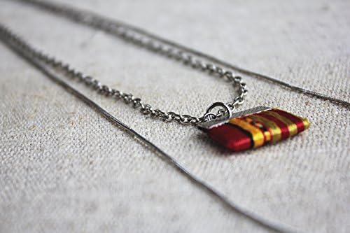 Delicate Unique Ethnic Necklace - Charming Combination of Small Colorful Piece of Damask Silky Fabric - Minimalistic Art of East &amp; West