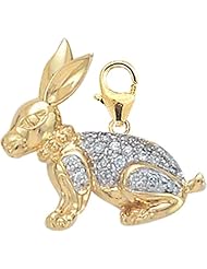 14K Yellow Gold Diamond Rabbit Charm