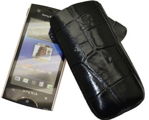 Suncase Ledertasche (Lasche mit R&uuml;ckzugfunktion) f&uuml;r Sony Ericsson Xperia Ray croco-schwar Preisvergleich