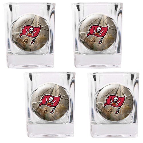 NFL Tampa Bay Buccaneers Open Field Four Piece Square Shot Glass Set