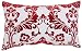 Pillow Perfect Flocked Damask Decorative Rectangle Toss Pillow, 18-1/2-Inch by 11-1/2-Inch, Red/White