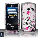 Silver Pink Heart Flower Black Vine Rubberized Snap on Hard Shell Cover Pro ....