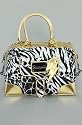 Betsey Johnson The Satchel in White Lucky Stripes,Bags (Handbags/Totes) for Women