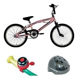 Tempest Pink Bicycle with 20 Inch Wheels and Carbon Fiber Helmet And Mini Bicycle Bell