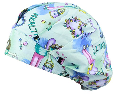 Anno Womens Bleach Friendly Banded Surgical Scrub Bouffant Hat Cap