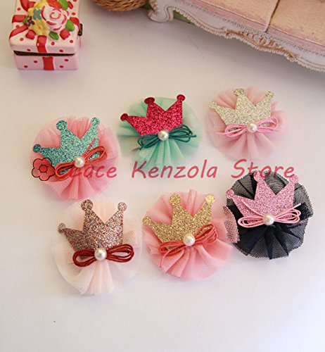 Lace Kenzola 6pc Toddler Colour Lace Crown Assort Hair Barrettes Set