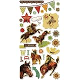 Cosmo Cricket Wanted Ready Set Chipboard Stickers, 6-Inch-by-12-Inch