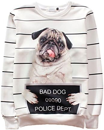 SWEET Women 3D Sweatshirt Bad Dog Funny Print Harajuku Sport Pullover Clothing L