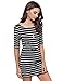 Made by Emma Basic Every Day Boat Neck Stripe 3/4 Sleeve Dress Black White S