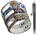 Smart Tech Store 3PCS Set Roses Flowers Blue, Cheetah Leopard Brown and Lily Roses Flowers White Replacement Band With Clasp for Garmin Vivofit Only /No tracker/ Wireless Activity Bracelet Sport Wrist band Garmin Vivo fit Bracelet Sport Arm Band Armband