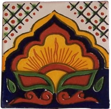 12 Hand Painted Talavera Mexican Tiles 4"x4" Spanish Influence