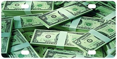 2 Dollar Bill Money Pattern Strong And Durable Aluminum Car Metal License Plate Frame for Women/Men Four Holes Tag 12" X 6"