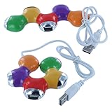 HDE Multi-Color 4-Port USB 2.0 High Speed Mini Tangle Hub