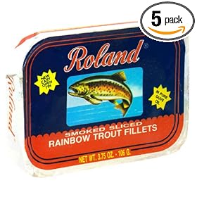 Roland Smoked Sliced Rainbow Trout Fillets In Olive Oil, 3.75-Ounce Can (Pack of 5)