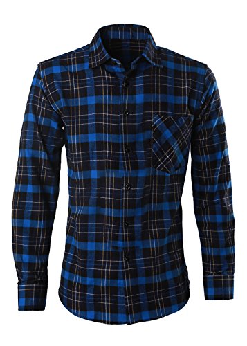 XQS Men's Long Sleeve Buffalo Checked Flannel Shirt