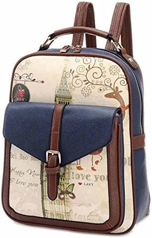 Haiyi Graffiti Vintage Girls Travel Casual Shoulder Backpack Rucksack Bookbag School Bag, Blue