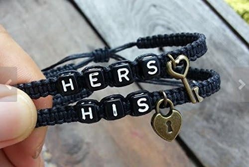 gxp Couple bracelet gift Hallowmas his hers key lock (Color: Black)