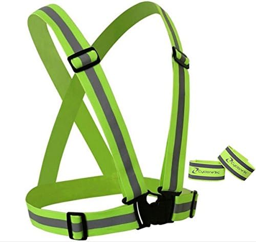 Large Reflective Vest Made From Adjustable Elastic Material for Running, Biking, Motorcycle, Walking, Work, Safety, Outdoor Night Time Activities. Includes Two Reflective Bands for Your Arms, Ankles or Wrist for Added Nighttime Visibility