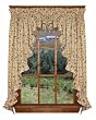 Cherry Blossoms Print Ruffle 3 Piece Swag Curtains Set 132-Inch-by-63-Inch - 1 1/2 Inch Rod Pocket, Natural