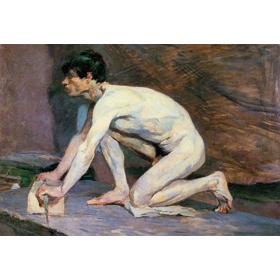 Professionally Framed Henri de Toulouse-Lautrec The Marble Polisher Art Print Poster - 13x19 with RichAndFramous Black Wood Frame