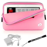 Slim High Quality Durable Glove Sleeve Cover Case with extra pocket Custom Made For Barnes & Noble Nook eBook Reader + Includes a 4-Inch eBigvalue Determination Hand Strap + Easy Travel Home Wall Charger