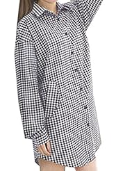 Long Sleeves  Polyester/Spandex Plaid Print Spring Summer Winter  Shirt  Dress With a Bow(s)