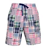 Madras checks plaid patchwork campus dorm shorts, 9 inseam, 5 adult sizes