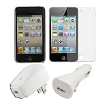 SKQUE Apple Ipod Touch 4th Generation Items Include: Rubberized Hard Crystal Case + Anti-Glare Screen Protector + USB Wall Charger Adapter and Car Charger Adapter for Ipod Touch 4th Generation 8GB/16GB/32GB/64GB(NEWEST MODEL)