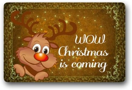 Funny Kids' Home - Funny doormat WOW Christmas is Coming / Christmas Decorations Personalized Custom Doormats Durable Machine-washable Indoor/outdoor Door Mat 18"(W) x 30"(L) Inch