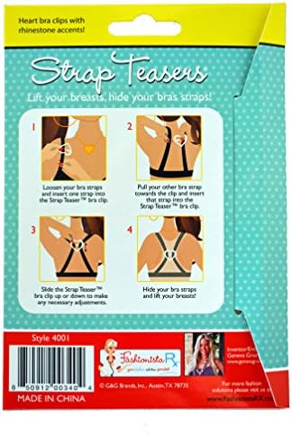 Strap Teasers- Heart shaped bra clips with cute rhinestone detail