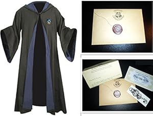 Harry Potter Youth Adult Robe Cloak Gryffindor/slytherin/hufflepuff/ravenclaw (Ravenclaw,M) with one free Harry Potter Letter