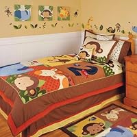 Kids Line Twin Quilt And 1 Sham - Jungle 123